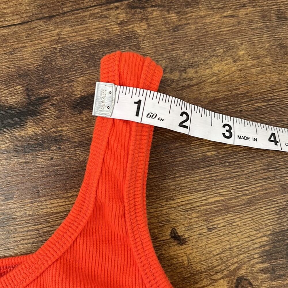 Orange Ribbed Form Fitting Tank With Drawstring Sides - Picture 8 of 10
